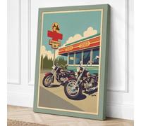 Route 66 Diner Vintage Canvas Wall Art Print 18x12 Inch (46 x 30 cm)