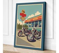 Route 66 Diner Vintage Canvas Wall Art Print 30x20 Inch (76 x 51 cm)