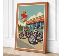 Route 66 Diner Vintage Canvas Wall Art Print 30x20 Inch (76 x 51 cm)