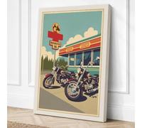 Route 66 Diner Vintage Canvas Wall Art Print 30x20 Inch (76 x 51 cm)