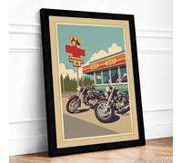 Route 66 Diner Vintage Framed Wall Art Print A1 (84.1×59.4cm) Black, Wall