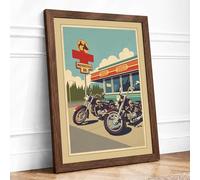 Route 66 Diner Vintage Framed Wall Art Print A2 (59.4×42cm) Walnut, Wall