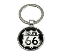 Route 66 Keychains - Logo Route 66 USA Motorcycle Keychains Black Modern - Route 66 Highway USA Lovers Keychain - Zinc Crystal 3D Keychain - Unisex for Men and Women, grey, L