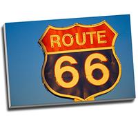 Route 66 Landmark Sign Canvas Print Wall Art Picture Canvas Prints Large A1 30 X 20 Inches (76.2Cm X 50.8Cm)