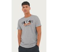 Route 66 Men's Garage Services Racing Flag T-Shirt in Mid Grey | Size: Medium Route 66 Mid Grey M