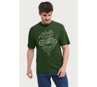 Route 66 Men's Keep Wheels Rolling T-Shirt in Bottle Green | Size: 2XL Route 66 Bottle Green 2XL