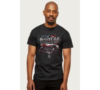 Route 66 Men's US Flag & Motorcycle T-Shirt in Black | Size: Large Route 66 Black L