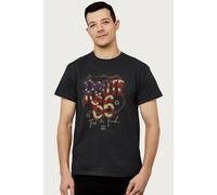 Route 66 Men's US Flag Text T-Shirt in Black | Size: Large Route 66 Black L