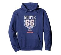 Route 66 The Old USA Highway Pullover Hoodie, Adult Unisex, Navy Blue, Medium