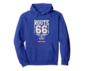 Route 66 The Old USA Highway Pullover Hoodie, Adult Unisex, Royal Blue, X-Large