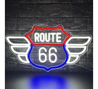 Route 66 Vintage Neon Sign for Wall Decor, Dimmable with High Direction LED Lights for Men Cave Home Garage Neon Lights Decor for Bedroom Party Club