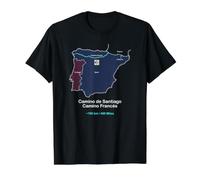Route of the Camino-de-Santiago Francés Value Graphic T-Shirt, Men, Black, L
