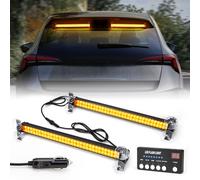 ROUTEKING 2PCS 17 inch LED Traffic Advisor Light Bar with Digital Display Controller, 29 Modes Emergency Strobe Light Bar, Front/Rear Windshield Visor Warning Lights for Vehicles, Trucks (Amber)