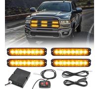 ROUTEKING 4X8LEDs Car Strobe Flash Lights - Hazard Warning Beacon Emergency Flashing Lights, for 12V/24V Car Vehicle Truck Trailer Caravan Camper Van(Amber)