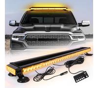 ROUTEKING 80LED Strobe Flashing Beacon Light - 37.5Inch Emergency Light Bar, 12V/24V Double Side High Intensity Warning Lights with Magnetic Base, for Safety Vehicles Tow Trucks Roof (Amber)