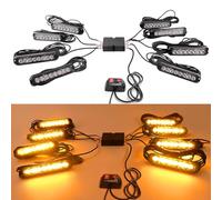 ROUTEKING 8x8LED Car Strobe Flashing Lights - Recovery Emergency Beacon Light, 14 Flashing Modes Beacons Warning Light, Universal for 12V-24V Car Vehicle Truck Caravan Camper (Amber)