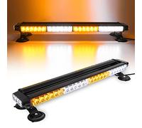 ROUTEKING Strobe Flashing Light Bar - 26.5" 54 LED Double Side High Intensity Automotive Warning Beacon, 12V/24V Emergency Lights with Magnetic Base, for Vehicles Car Truck Roof (Amber/White/Amber)