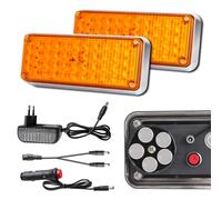 ROUTEKING Wireless Led Beacon - 2 x 42 LED Magnetic Hazard Warning Lights for Heavy Duty Vehicles, Rechargeable Portable Trailer Emergency Lights (Amber)