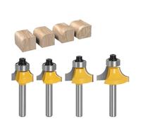 Router Bit 4 pcs Set 6mm or 1/4" Shank Small Corner Round Router Bit for Wood Edging Woodworking Mill Classical Cutter Bit for Wood(6.35mm Shank Set)