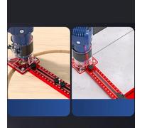 Router Bit Accessory for Woodworking - Aluminum Alloy Milling Groove Bracket with Base, Circle Jig Guide for Trimmer Machine, Red(D)