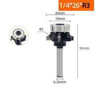 Router Bit for Woodworking with 1/4in Shank 4 Flutes Milling Cutter R1/R1.5/R2/R3 Sizes Solid Hardened Steel Body Carbide YG6 Tip Bearing Enclosed Lubricated