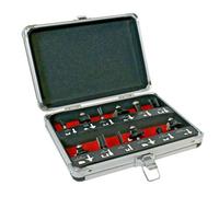 Router Bit Set 12Pc Tct 1/4" Shank Aluminium Case Chamfer Ogee Dovetail Trimmer