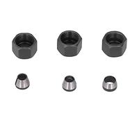 Router Collet Adapter Set for Trimmer and Engraving Machine - Carbon Steel Collet Conversion Kit with 6mm 6.35mm and 8mm Sizes - 6 Piece Heat Treated High Strength Tool Set with