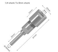 Router Collet Extension Rod and Bit Adapter for 1/4", 8mm, 12mm Shank Router Bits - Carbon Steel Chuck Holder for Precision Woodworking Tools
