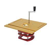 Router Lift Kit, Metal Router Lift System with Router Table Insert Plate, 4 Jaw Clamping, Router Lift Base Accessories (Gold)
