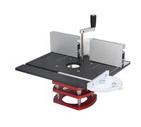 Router Lift with Top Plate, Aluminum Precision Router Lift System with Miter Gauge, Woodworking Router Table Insert Plate and Router Lift Kit for Slotting, Trimming, Chamfering (Black)