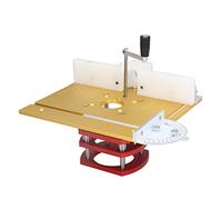 Router Lift with Top Plate, Router Lift Systems for 2-4/7 Diameter Motors, 7-7/8 x 9-7/16 Plate, Trim Router Table with Insert Plate Kit for Woodworking Slotting Chamfering (Gold)