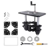 Router Lifting System Kit Premium Manual Lifting Base with Fine Tuning Crank Handle for Woodworking Workshop Aluminum Alloy Stainless Steel 3 Piece Insert Rings 9 1/4x11 3/4 Plate (65mm Clamp)