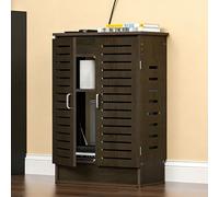 Router Organizer Box with Cable Management, Heat Ventilated Storage Shelf for WiFi Modem, TV Box & Media Player, Floor Standing Hideaway Cabinet, Space Saving Home Decor, Easy Assembly