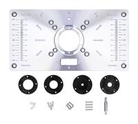 Router Table Insert Plate Trimming Machine Flip Board, Woodworking Engraving Tool, Aluminum Alloy Flip Plate with Center Hole Bushing for Precise Drilling, DIY Woodworking Accessor (Black)