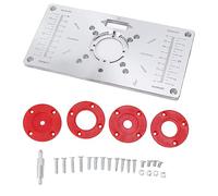 Router Table Insert Plate, Woodworking Aluminum Router Plate with 4 Insert Rings, Sturdy and Stable Design for Wood Trimming Milling Slotting, Clear Scale for Precise Drilling