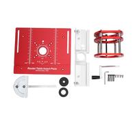 Router Table with Top Plate Lifting Base Aluminum Alloy Insert Board Kit for Woodworking Slotting Trimming Chamfering Engraving C8 Red Metric British