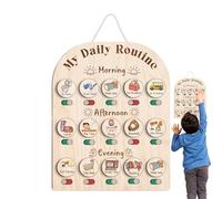 Routine Planner for Kids - Wood Activity, Timeline Panel, Chore Planning View, Classic Responsibility Tool | Daily Wáke Sleep Management Board for Playroom Learning Room