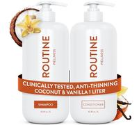 Routine Wellness 1 Liter Anti-Thinning Shampoo and Conditioner Set for Thinning Hair - Biotin DHT Blocker Women & Men - Color Safe Shampoo for Hair Loss - 1 Liter Set - Coconut & Vanilla