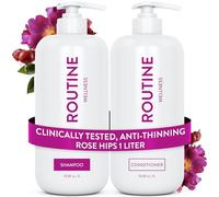 Routine Wellness 1 Liter Anti-Thinning Shampoo and Conditioner Set for Thinning Hair - Biotin DHT Blocker Women & Men - Color Safe Shampoo for Hair Loss & Healthier Hair - 1 Liter Set - Rose Hips