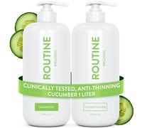 Routine Wellness 1 Liter Anti-Thinning Shampoo and Conditioner Set for Thinning Hair - Biotin DHT Blocker Women & Men - Color Safe Shampoo for Hair Loss - 1 Liter Set - Cucumber