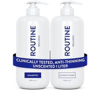 Routine Wellness 1 Liter Anti-Thinning Shampoo and Conditioner Set for Thinning Hair - Biotin DHT Blocker Women & Men - Color Safe Shampoo for Hair Loss - 1 Liter Set - Unscented