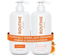 Routine Wellness Anti-Thinning Shampoo and Conditioner Set for Thinning Hair - Biotin DHT Blocker Women & Men - Color Safe Shampoo for Hair Loss & Healthier Hair - Jasmine & Orange Blossom (Pack of 2)