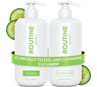 Routine Wellness Anti-Thinning Shampoo and Conditioner Set for Thinning Hair - Biotin DHT Blocker Women & Men - Color Safe Shampoo for Hair Loss & Healthier Growth (Pack of 2) (Cucumber)