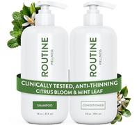 Routine Wellness Anti-Thinning Shampoo and Conditioner Set for Thinning Hair - Biotin DHT Blocker Women & Men - Color Safe Shampoo for Hair Loss & Healthier Hair - Citrus Bloom & Mint Leaf (Pack of 2)
