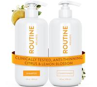 Routine Wellness Anti-Thinning Shampoo and Conditioner Set for Thinning Hair - Biotin DHT Blocker Women & Men - Color Safe Shampoo for Hair Loss & Healthier Hair - Citrus & Lemon Blossom (Pack of 2)