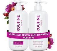 Routine Wellness Anti-Thinning Shampoo and Conditioner Set for Thinning Hair - Biotin DHT Blocker Women & Men - Color Safe Shampoo for Hair Loss & Healthier Growth - Rose Hips (Pack of 2)