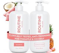 Routine Wellness Anti-Thinning Shampoo and Conditioner Set for Thinning Hair - Volumizing, Color Safe Shampoo for Hair Loss & Healthier Hair - Pink Pineapple & Coconut Set