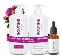 Routine Wellness Anti-Thinning Shampoo and Conditioner Set for Thinning Hair - Volumizing, Color Safe Shampoo for Hair Loss & Healthier Hair - Rose Hips Set + Hair Serum