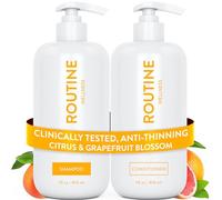 Routine Wellness Anti-Thinning Shampoo and Conditioner Set for Thinning Hair - Volumizing, Color Safe Shampoo for Hair Loss & Healthier Hair - Citrus & Grapefruit Blossom Set