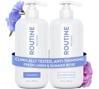 Routine Wellness Anti-Thinning Shampoo and Conditioner Set for Thinning Hair - Volumizing, Color Safe Shampoo for Hair Loss & Healthier Hair - Fresh Linen & Summer Rose Set
